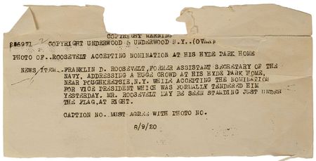 Lot #304 Franklin D. Roosevelt: FDR runs for vice president in 1920: 