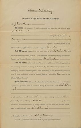 Lot #221 Warren G. Harding Signed Document - Image 1