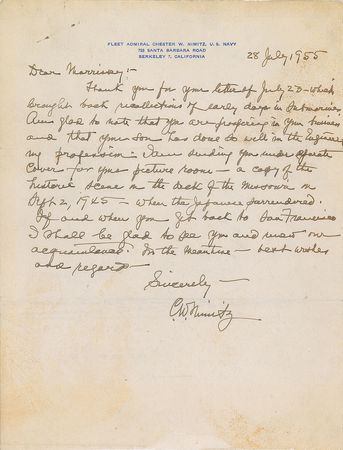 Lot #64 Chester Nimitz: The historic scene on the