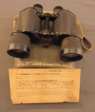 Lot #82 Japanese Military Binoculars with Bring-Back Certificate Binoculars and Certificate - Image 1
