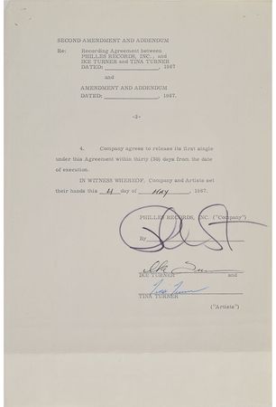 Lot #747 Ike and Tina Turner, and Phil Spector Signed Document - Image 1