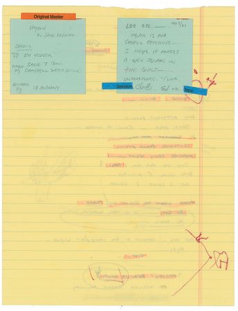 Lot #620 Pearl Jam: Eddie Vedder: Vedder's take on Keruoac's 