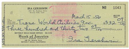 Lot #629 George and Ira Gershwin Checks - Image 1