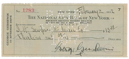 Lot #629 George and Ira Gershwin Checks - Image 2