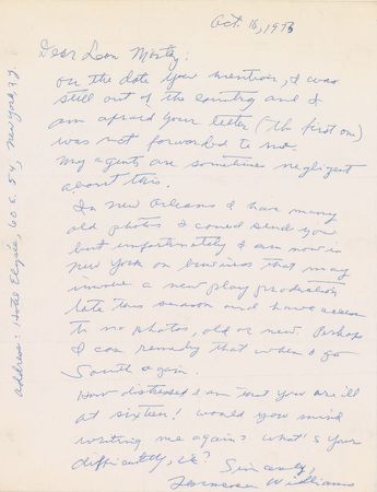 Lot #578 Tennessee Williams and Anthony Burgess Letters - Image 1