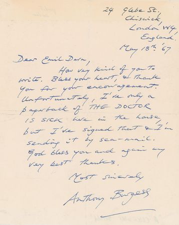 Lot #578 Tennessee Williams and Anthony Burgess Letters - Image 2