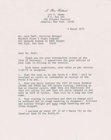 Lot #586 L. Ron Hubbard Typed Letter Signed - Image 2