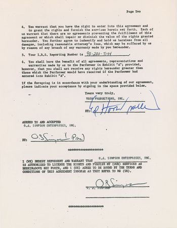 Lot #929 O. J. Simpson Signed Document - Image 1