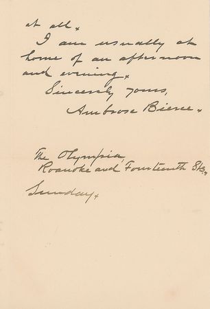 Lot #538 Ambrose Bierce Handwritten Letter Signed - Image 2