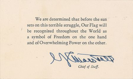 Lot #121 George C. Marshall Typed Quote Signed