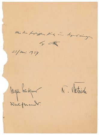 Lot #12 Third Reich: Hitler, Goebbels, Himmler, and more—pages from a Nazi leader's personal guest book - Image 1