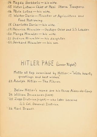 Lot #12 Third Reich: Hitler, Goebbels, Himmler, and more—pages from a Nazi leader's personal guest book - Image 5