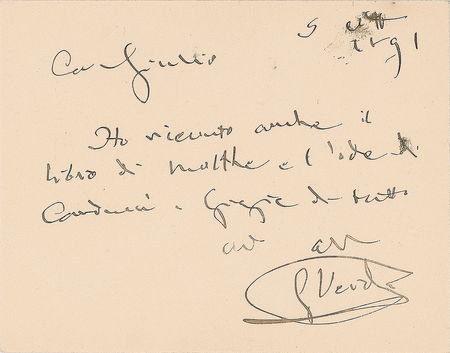 Lot #625 Giuseppe Verdi: Thanking his music publisher for an 