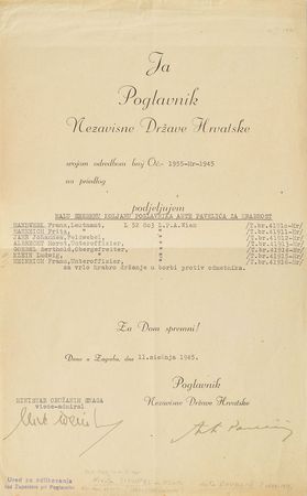 Lot #52 Ante Pavelic Signed Document