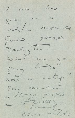Lot #579 Oscar Wilde: To the leading player in Lady Windermere's Fan: 