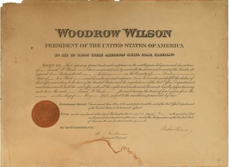 Lot #317 Woodrow Wilson Signed Document - Image 1