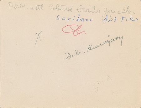 Lot #552 Ernest Hemingway: Annotated photo from Hemingway's Serengeti hunt - Image 1