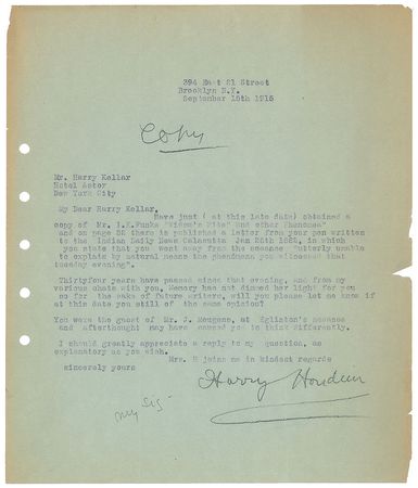 Lot #800 Harry Houdini and Harry Kellar: Houdini, Kellar, and the levitating seance of William Eglinton - Image 1