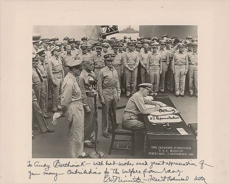 Lot #65 Chester W. Nimitz: With best wishes and