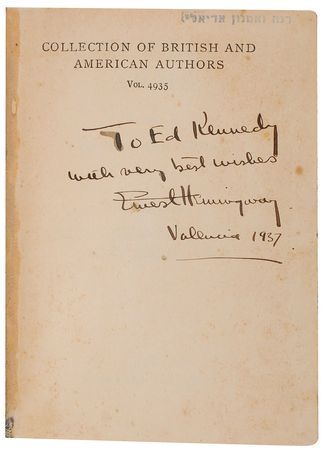 Lot #550 Ernest Hemingway Book - Image 1