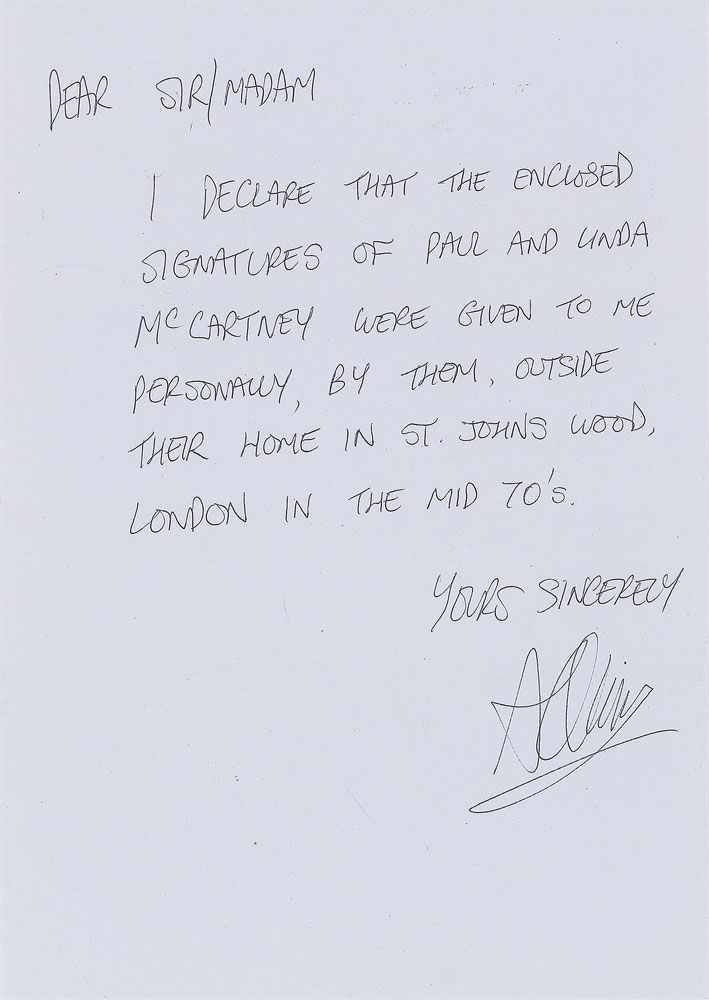 Wings: Paul and Linda McCartney Signed Postcard | RR Auction