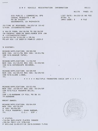 Lot #4288 Tupac Shakur?s 1996 American Motors Hummer H1 - Image 25