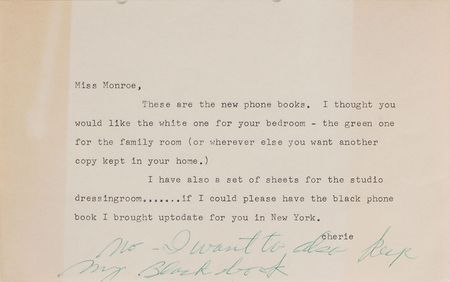 Lot #4296 Marilyn Monroe Handwritten Note - Image 1