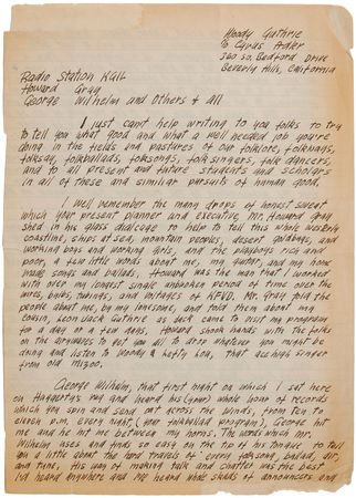 Lot #4060 Woody Guthrie Autograph Letter Signed - Image 1