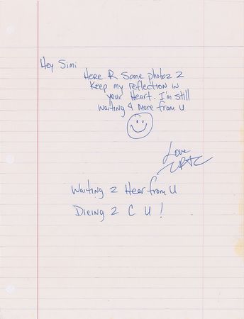 Lot #4289 Tupac Shakur Handwritten Letter and Signed Candid Photo - Image 3