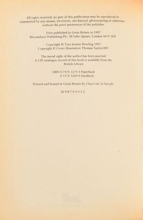 Lot #4436 J. K. Rowling Signed 'Harry Potter and the Philosopher's Stone' Book - Image 3