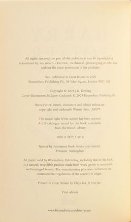 Lot #4440 J. K. Rowling Signed 'Harry Potter and the Order of the Phoenix' Book - Image 5