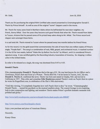 Lot #4239  Prince 'Purple Rain' Film-Used Clapperboard - Image 2