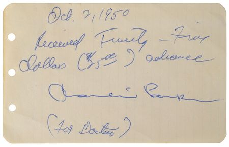 Lot #4066 Charlie Parker Handwritten and Signed Receipt - Image 1