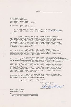 Lot #4341 Clint Eastwood Signed Document - Image 1