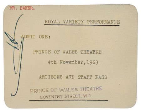 Lot #4005  Beatles Signed 1963 Royal Command Performance Admission Ticket - Image 2
