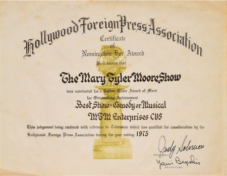 Lot #4414 Mary Tyler Moore Show 1973 Golden Globe Nomination - Image 2
