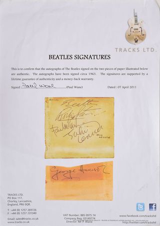 Lot #4004  Beatles and Ed Sullivan 1963 Signatures and Photo - Image 3