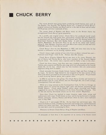 Lot #4128 Chuck Berry, Jack Bruce, Ginger Rogers, and Rod Stewart 1965 Program - Image 3