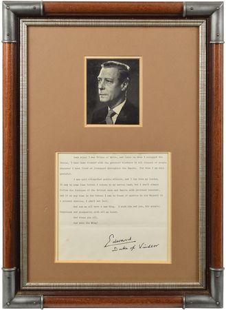 Lot #34 King Edward VIII Signed Speech Souvenir