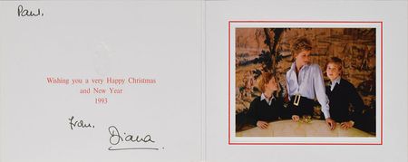 Lot #92 Princess Diana Signed 1993 Christmas Card Christmas Card - Image 1