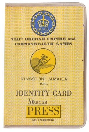 Lot #912 Johnny Weissmuller: Weissmuller's passes to the 1966 British Empire and Commonwealth Games - Image 2