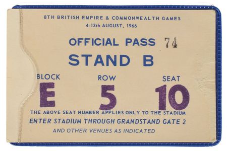 Lot #912 Johnny Weissmuller: Weissmuller's passes to the 1966 British Empire and Commonwealth Games - Image 3