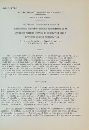 Lot #371  NACA Research Memorandum - Image 1