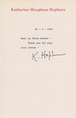 Lot #861 Katharine Hepburn Letters - Image 1