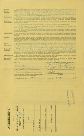Lot #268 Harley-Davidson: William H. Davidson Signed Document - Image 1