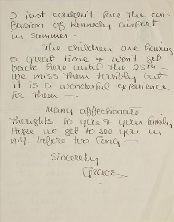 Lot #688 Grace Kelly Handwritten Letter Signed - Image 2