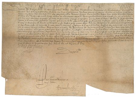 Lot #2 Diane de France Signed Document Signed