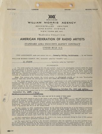 Lot #866 Al Jolson Signed Document - Image 1