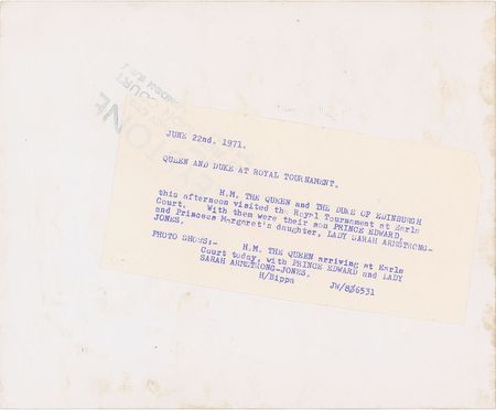 Lot #60 Queen Elizabeth II, Prince Edward, and Lady Sarah Armstrong-Jones Photograph - Image 2