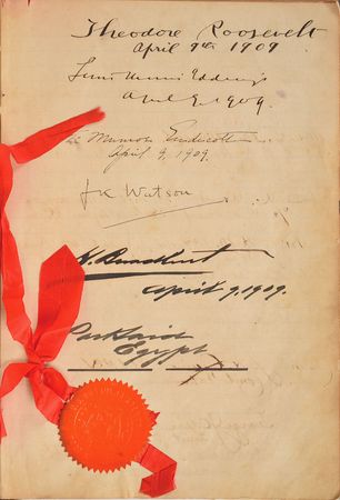 Lot #297 Marcus Reno and Theodore Roosevelt: Egyptian shipping ledger signed by Teddy Roosevelt and a controversial figure of Little Bighorn - Image 2